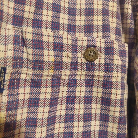 Levi’s Button Shirt Plaid White & Blue  Sz Medium 90’s Vtg - Picture 8 of 10